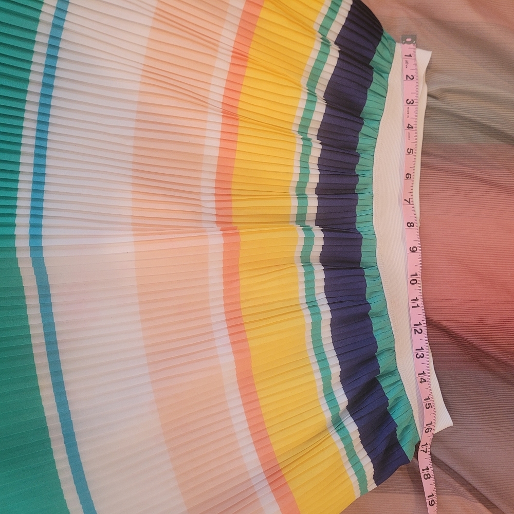 Merona Women's Skirt Pleated Multicolor Colorblock Rainbow Size Large - Picture 7 of 12